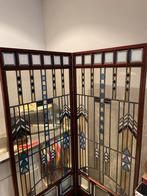 Art Deco Kamerscherm hard hout glas in lood 175 2x 70, Antiek en Kunst, Ophalen