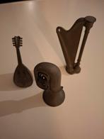 Tinnen figuren harp/tuba/lier, Ophalen of Verzenden