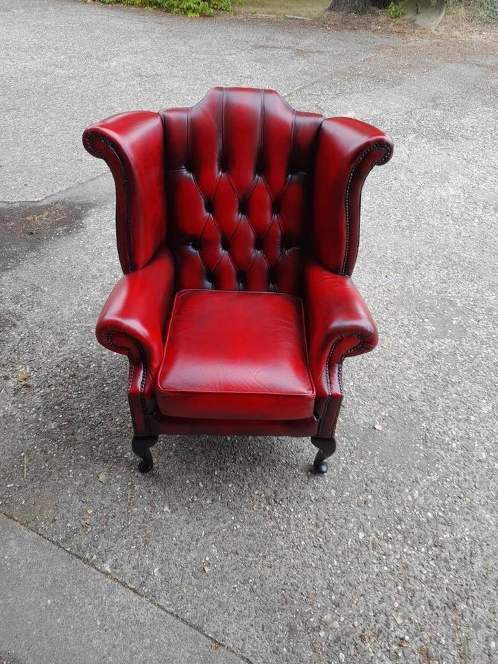 Chesterfield Vintage Fauteuil, Huis en Inrichting, Fauteuils, Gebruikt, Leer, 75 tot 100 cm, 75 tot 100 cm, Ophalen