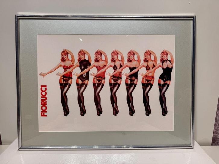 Original Fiorucci - Pinup Burlesque | incl frame, Verzamelen, Posters, Zo goed als nieuw, Reclame, A1 t/m A3, Rechthoekig Liggend