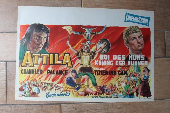 filmaffiche Sign Of The Pagan 1954 filmposter, Verzamelen, Posters, Zo goed als nieuw, Film en Tv, A1 t/m A3, Rechthoekig Liggend