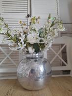 Riviera maison zilver classic ronde vaas incl. kunstbloemen, Verzenden, Overige kleuren