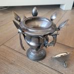 Antieke verzilverde suikerpot met echt zilvere lepels, Antiek en Kunst, Antiek | Goud en Zilver, Ophalen of Verzenden, Zilver