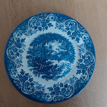 Vintage Bord met Blauw Decor beschikbaar voor biedingen