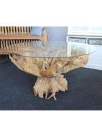 Oud Teak Eetkamertafel met metaal onderstel 220x100cm, Ophalen, 50 tot 100 cm, Vijf personen of meer, Metaal