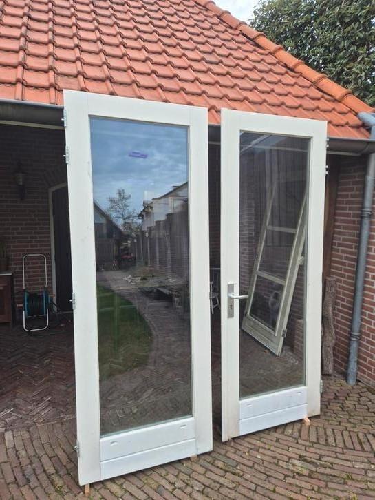 Tuindeuren met driepuntsluiting en dubbelglas en veiligheids, Doe-het-zelf en Verbouw, Deuren en Horren, Zo goed als nieuw, Buitendeur