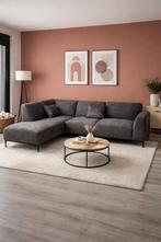 Moderne Meubella Moana hoekbank - Grijs velvet, Ophalen, 250 tot 300 cm, Gebruikt, Hoekbank