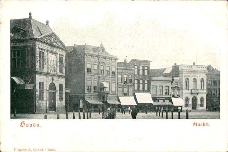 Gouda Markt met Kaaswaag links uitg A.Quant 1901, Verzamelen, Ansichtkaarten | Nederland, Ongelopen, Zuid-Holland, Voor 1920, Verzenden