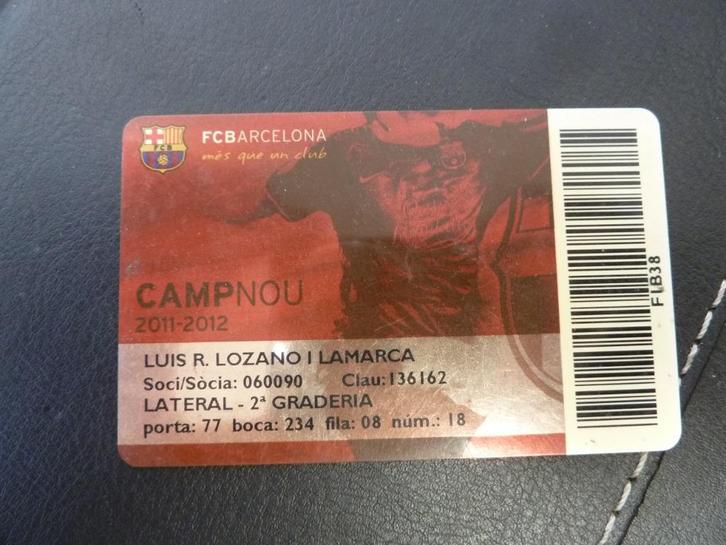 Seizoenkaart Abonament Barcelona 11-12 Lateral, Verzamelen, Sportartikelen en Voetbal, Gebruikt, Overige typen, Buitenlandse clubs