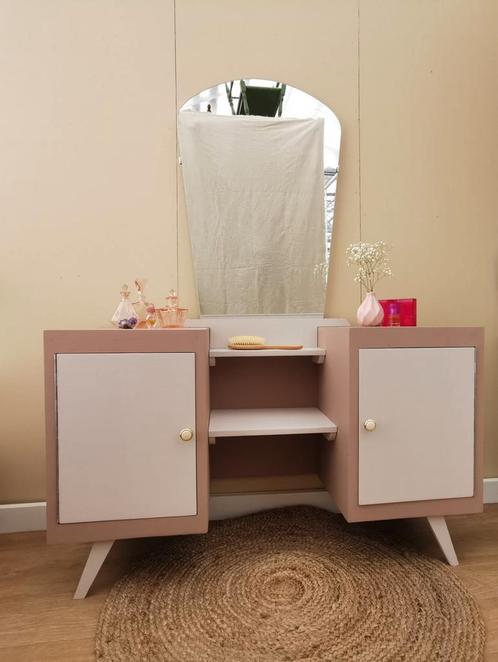 Kaptafel poederroze Damask, Huis en Inrichting, Tafels | Kaptafels, Zo goed als nieuw, Minder dan 100 cm, 50 tot 100 cm, Hout