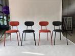 4x IKEA Ostano stoelen – grijs & rood, Ophalen, Zwart, Zo goed als nieuw, Metaal