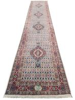 Handgeknoopt Perzisch Moud tapijt loper crème 78x382cm, Persian Perzisch vintage oosters hype, Gebruikt, 200 cm of meer, Crème