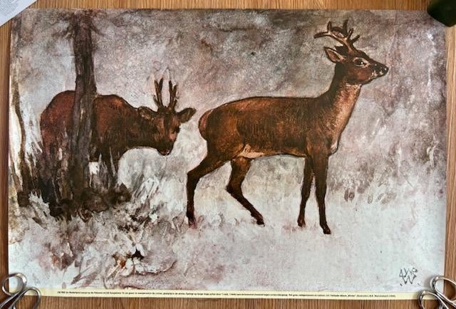 Poster De Ree - Uit Verkade album Winter - 40x60 cm, Gebruikt, Rechthoekig Liggend, Ophalen of Verzenden, A1 t/m A3