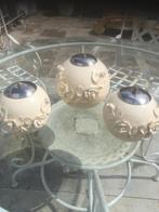 3 paraffine bol met roos decoratie, Overige materialen, Beige, Ophalen of Verzenden, Zo goed als nieuw