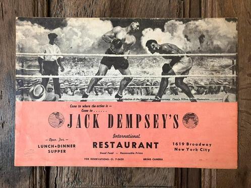 Vintage 1970 Jack Dempsey Restaurant menu New York City, Antiek en Kunst, Curiosa en Brocante, Ophalen of Verzenden