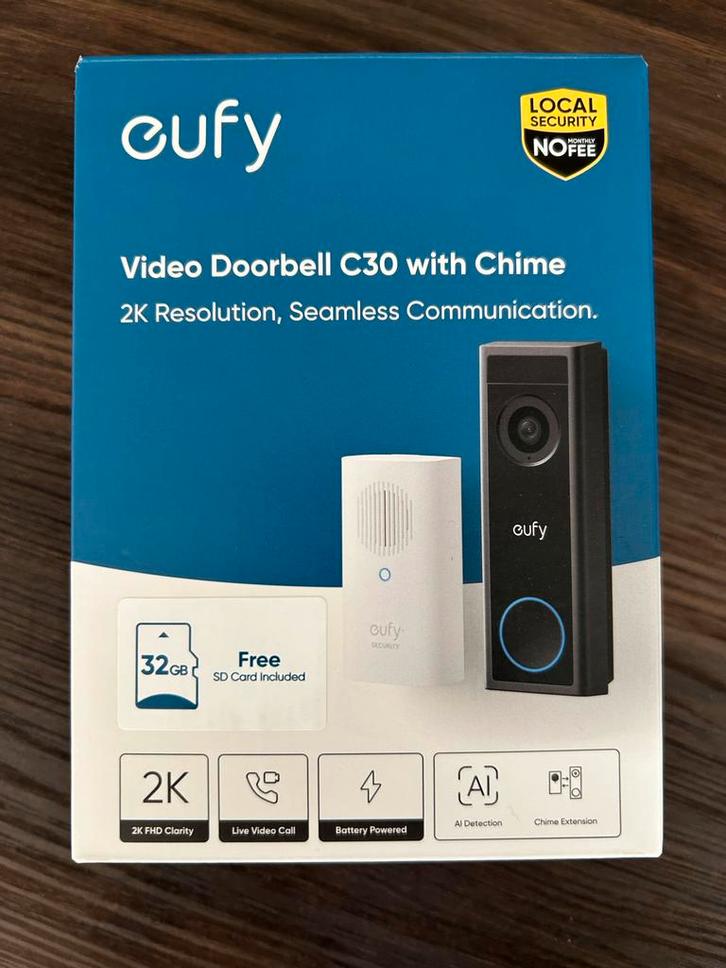 Eufy Video Deurbel C30 met Chime, Huis en Inrichting, Deurbellen, Nieuw, Ophalen of Verzenden