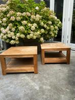 Teak vierkante bijzet tafel (70x70x43) - 2 stuks, Ophalen, Minder dan 45 cm, Gebruikt, Vierkant