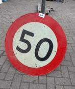 Metalen 50 bord groot model verkeersbord, Ophalen of Verzenden, Gebruikt