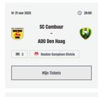 2 tickets voor Cambuur - ADO op lange zijde (Oost), Tickets en Kaartjes, Twee personen