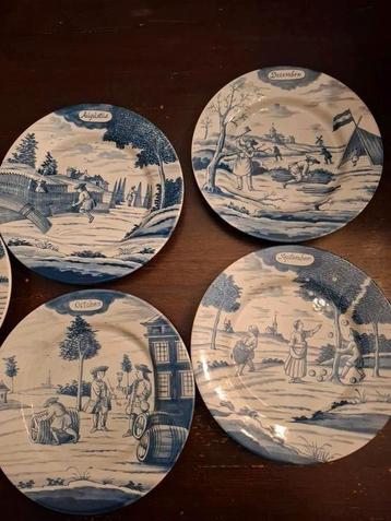 12 borden Delfts blauw met 12 verschillende jaargetijden  beschikbaar voor biedingen