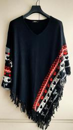 SMASHED LEMON, zwarte poncho met rood/wit patroon, mt M, Maat 38/40 (M), Zwart, Ophalen of Verzenden, Smashed Lemon
