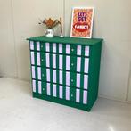 Handgeschilderd funky ladekast commode streep groen/lila, Ophalen, 5 laden of meer, Onbekend, 50 tot 100 cm