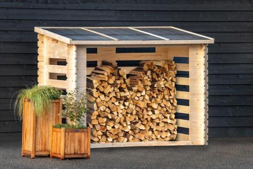 Openhaardhout berging onbehandeld vuren 19 mm incl. dakleer, Tuin en Terras, Haardhout, Blokken, Overige houtsoorten, Minder dan 3 m³