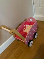Houten Poppenwagen met kussen, dekbed en lakentje, Ophalen, Zo goed als nieuw, Babypop