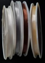 4 x 10mm Satijn band (50 meter : beige/wit/zilver/koper), Diversen, Nieuw, Ophalen of Verzenden