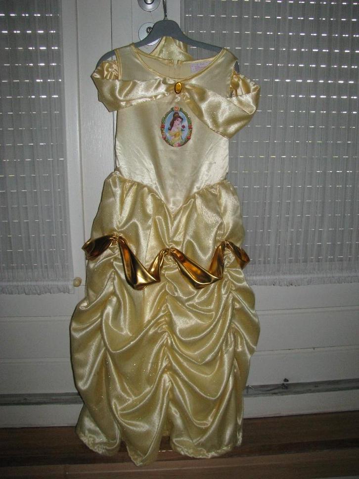 Prinsessenjurk Belle, Kinderen en Baby's, Carnavalskleding en Verkleedspullen, Zo goed als nieuw, Meisje, 110 t/m 116, Ophalen of Verzenden