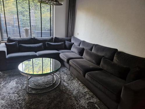 Luxe Antraciet Velvet Hoekbank - Zo Goed Als Nieuw!, Huis en Inrichting, Banken | Bankstellen, Zo goed als nieuw, Hoekbank, Vierpersoons of meer