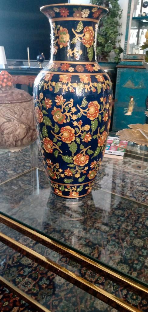 Antieke Chinese vaas 40cm met bloemmotieven, Huis en Inrichting, Woonaccessoires | Vazen, Overige kleuren, Minder dan 50 cm, Aardewerk of Porselein