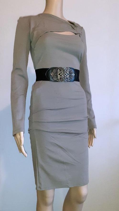 Midi Jurk khaki grijs Rinascimento S of 36, Kleding | Dames, Jurken, Nieuw, Maat 36 (S), Grijs, Onder de knie, Verzenden