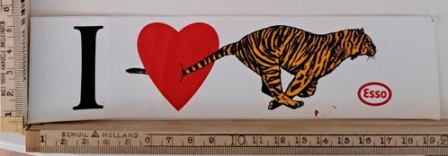 Vintage sticker I love ️ Esso tijger logo merk, Verzamelen, Stickers, Ophalen of Verzenden