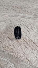 Zwarte heren ring roestvrij staal met ketting ringmaat 21, 20 of groter, IJzer of Staal, Heer, Nieuw