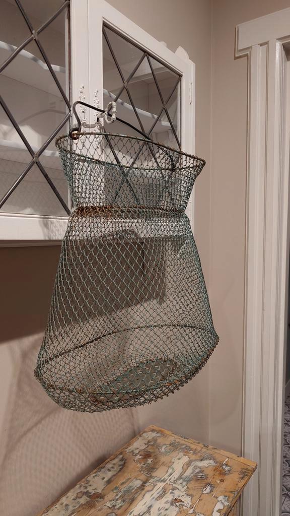 Antiek Metalen Franse Vismand - Turquoise, Antiek en Kunst, Curiosa en Brocante, Ophalen of Verzenden