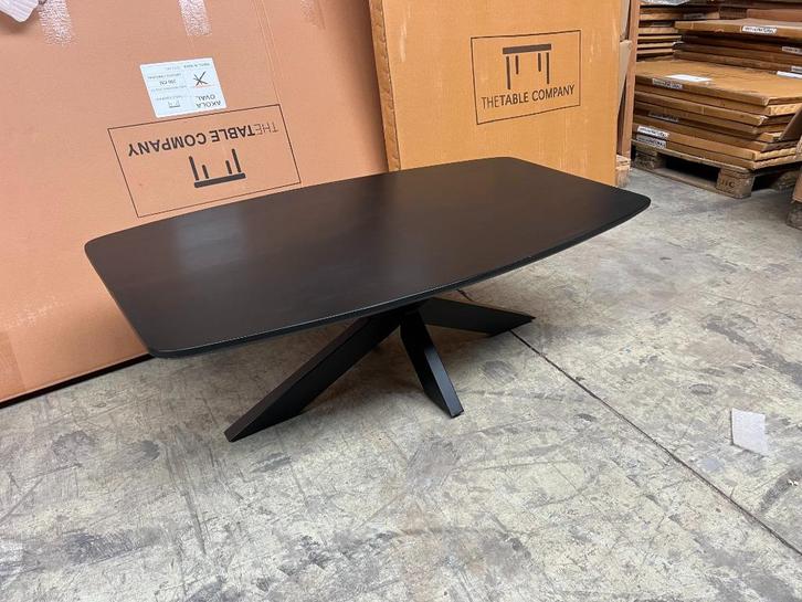 Deens ovale salontafel 130x70cm black mango incl. spinpoot, Huis en Inrichting, Tafels | Salontafels, Minder dan 50 cm, 50 tot 100 cm