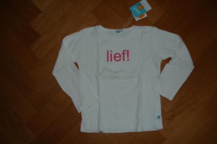 Lief lifesyle shirt longsleeve wit met applicatie maat 116!, Kinderen en Baby's, Kinderkleding | Maat 116, Zo goed als nieuw, Meisje