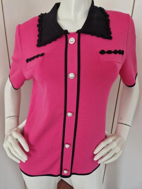 NIEUW! MORGAN TRUITJE MT M FUCHSIA/ZWART, Kleding | Dames, Tops, Nieuw, Maat 46/48 (XL) of groter, Roze, Korte mouw, Ophalen of Verzenden