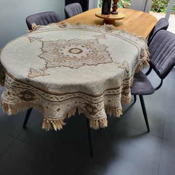 Vintage Retro Tafelkleed Rond Beige/Bruin beschikbaar voor biedingen