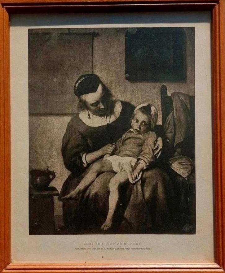G. Metsu - Het Zieke Kind, Antiek en Kunst, Kunst | Etsen en Gravures, Ophalen of Verzenden