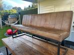 Eetkamerbank buffelleer cognac eetbank 180 cm, Huis en Inrichting, Ophalen, Gebruikt, Bruin, Leer
