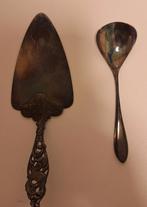 Verzilverde taartschep en suikerlepel., Antiek en Kunst, Antiek | Bestek, Ophalen of Verzenden