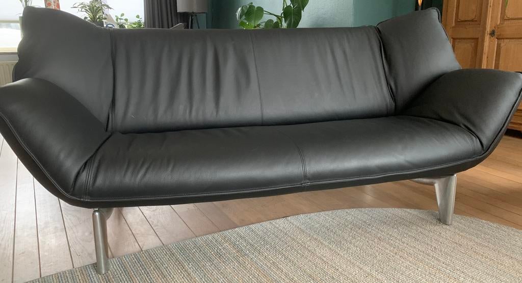 Leolux Tango- 3zitsbank - zwart leder - uitstekende conditie, Ophalen of Verzenden, Zo goed als nieuw, Leer