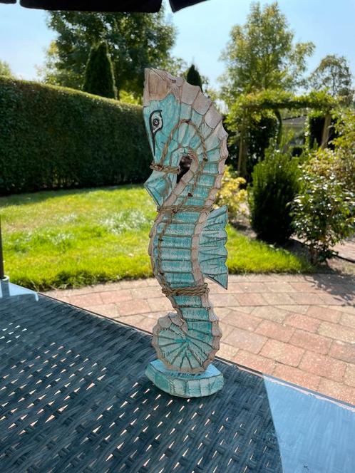 Nieuw houten zeepaardje met touw, Verzamelen, Beelden en Beeldjes, Nieuw, Dier, Ophalen of Verzenden
