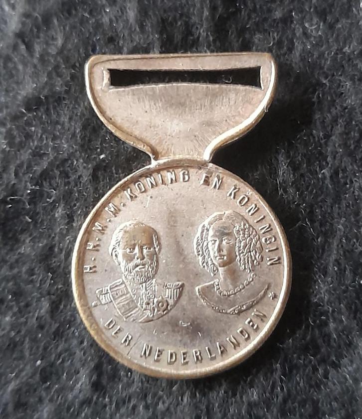 penning 25 jaar kroningsfeest Willem III en Sophie 1849-1874, Postzegels en Munten, Penningen en Medailles, Overige materialen