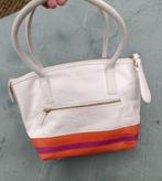 BIJNA GRATIS CRINKLES leren retro tas wit oranje paars (MV25, Ophalen of Verzenden, Gebruikt, Overige kleuren, Handtas