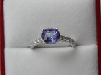 14 kt. wit gouden ring met tanzanite en diamanten, Wit, Nieuw, Ophalen of Verzenden, 17 tot 18