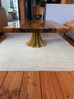 Massief houten salontafel in epoxy met metalenvoet, Ophalen, Gebruikt, 100 tot 150 cm, 50 tot 100 cm
