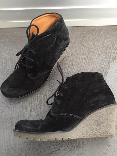 C146 Gabor: zwart suede-leren schoenen sleehak Maat 36 hak, Kleding | Dames, Schoenen, Zo goed als nieuw, Zwart, Ophalen of Verzenden